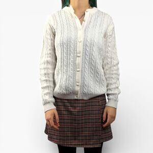 Vintage Cream Cable Knit Dainty Coquette Ballet Cardigan Sz Small